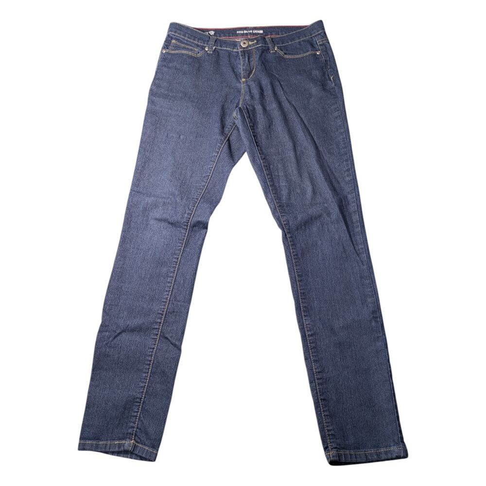 Red Blue Denim Pants Navy Blue Size Skinny 7-8 EUC 29-30 inch inseam